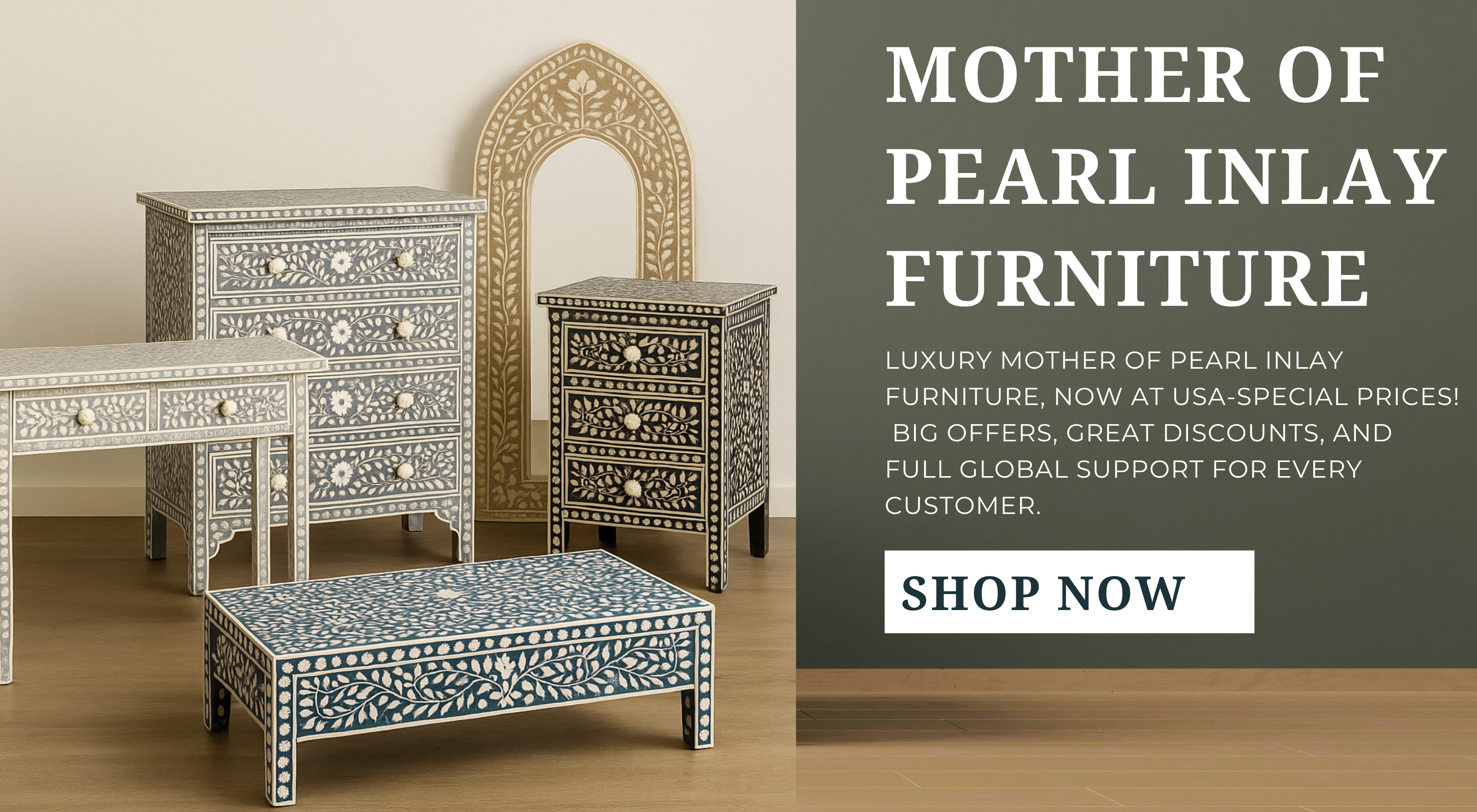 Handcrafted Mother of Pearl Inlay Sideboard – Niktan Export Artisans at Work