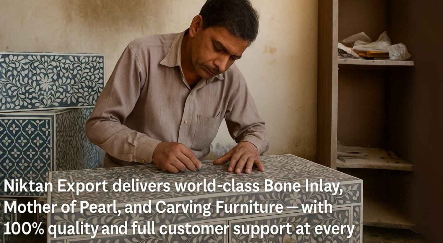 Handcrafted Bone Inlay and Mother of Pearl Furniture by Niktan Export – Custom Premium Furniture with Global Shipping