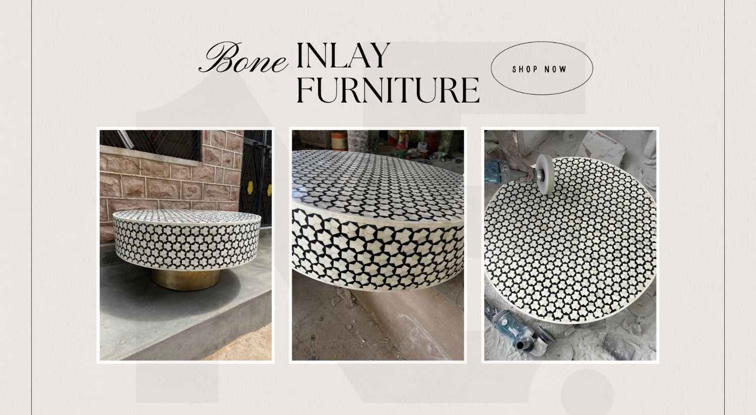Handcrafted Bone Inlay Targua Coffee Table by Niktan Export - Ethically Made, Customizable, and Globally Shipped