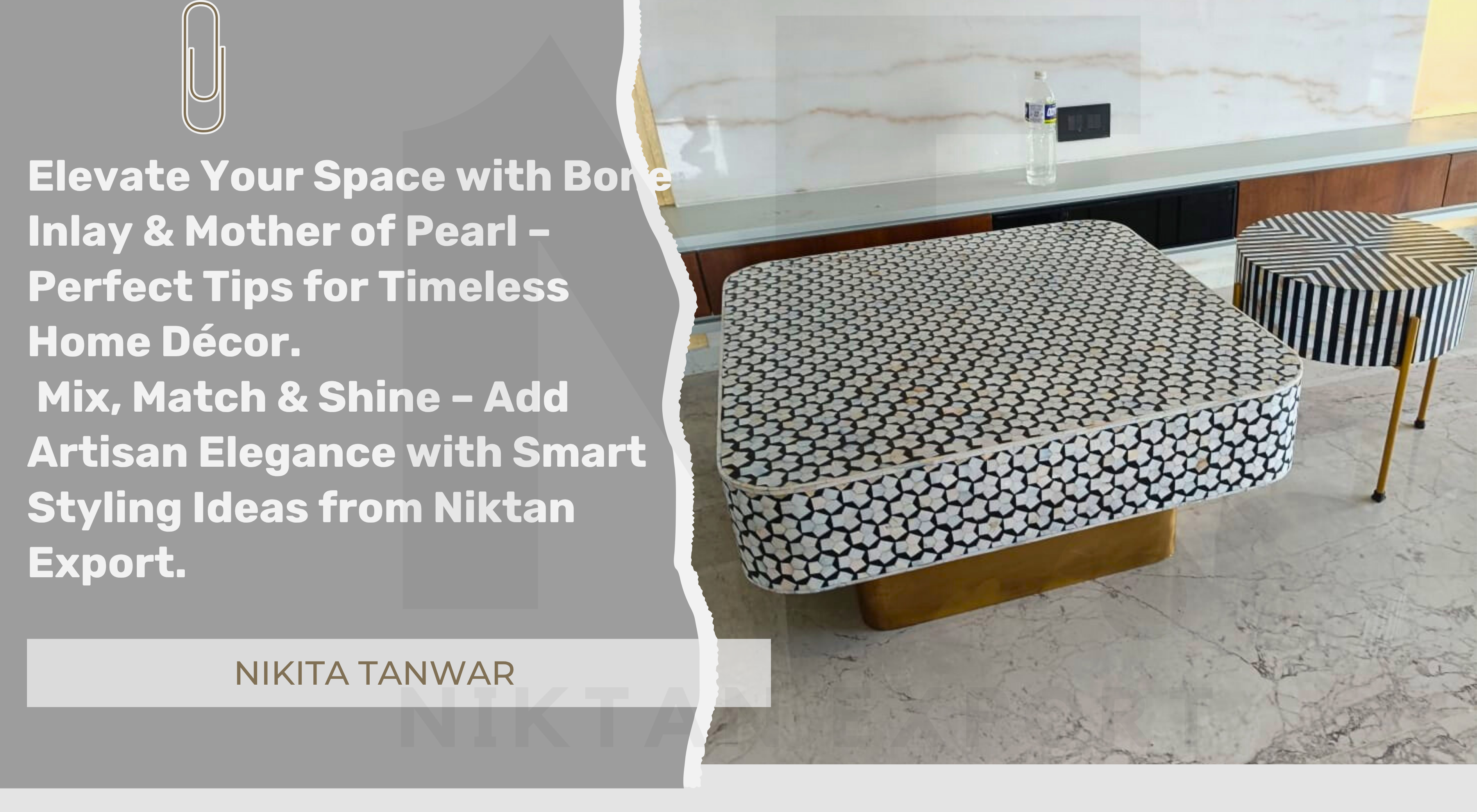 Handcrafted Bone Inlay and Mother of Pearl Furniture by Niktan Export – Timeless pieces styled in a modern living space, crafted by skilled artisans, now available worldwide