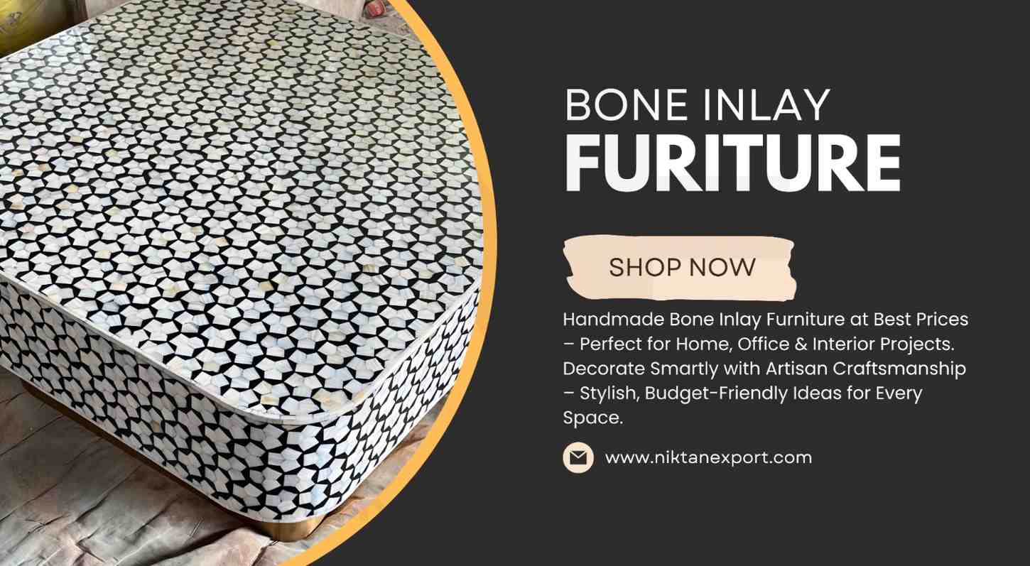 Handcrafted Bone Inlay Furniture by Niktan Export – Console Tables, Mirrors, Cabinets & More | Custom Sizes & Worldwide Shipping