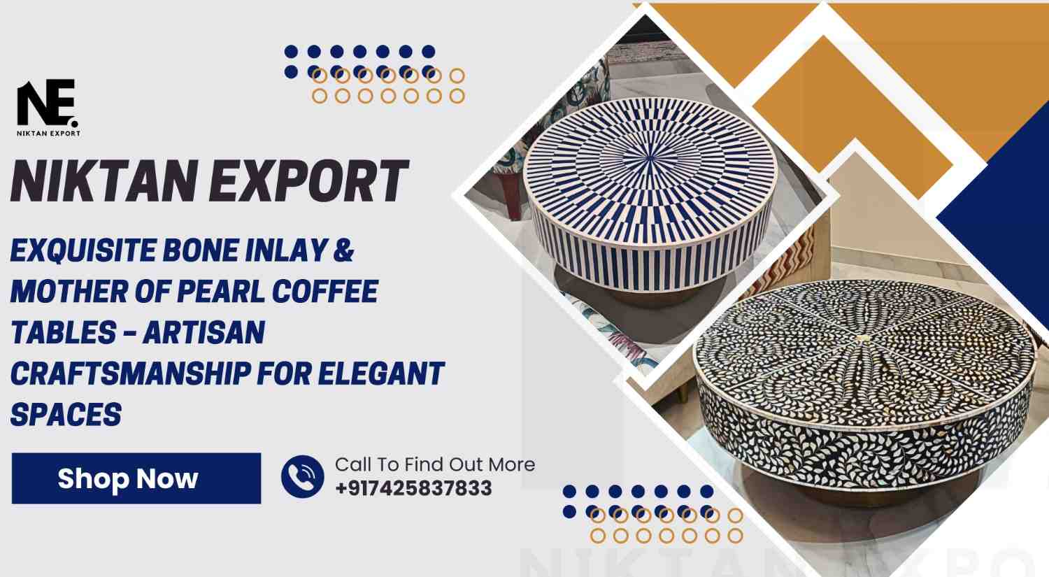 Handcrafted Bone Inlay and Mother of Pearl coffee table featuring intricate artisan design for elegant living spaces