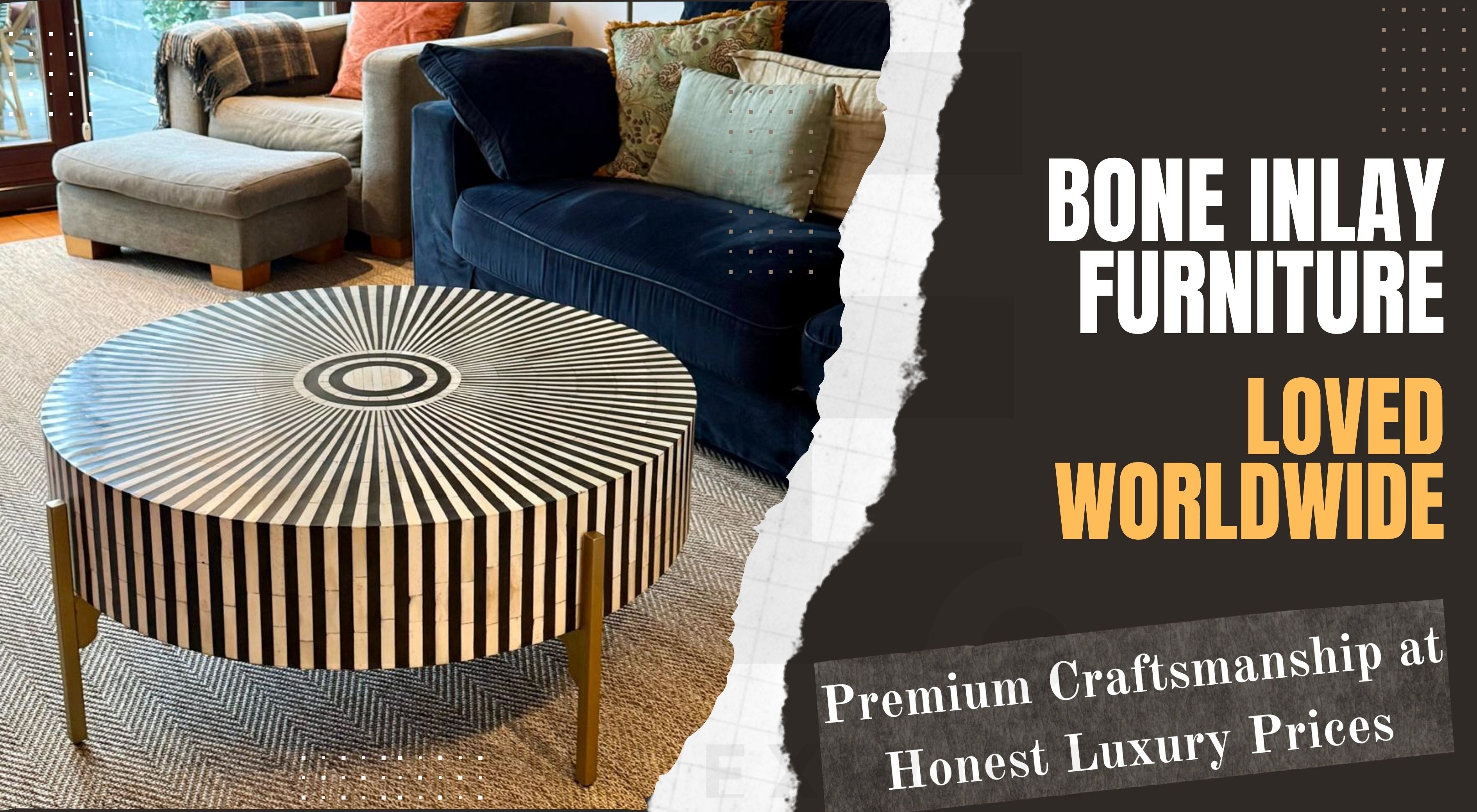 Handcrafted bone inlay furniture by Niktan Export featuring premium artisan craftsmanship and timeless luxury design