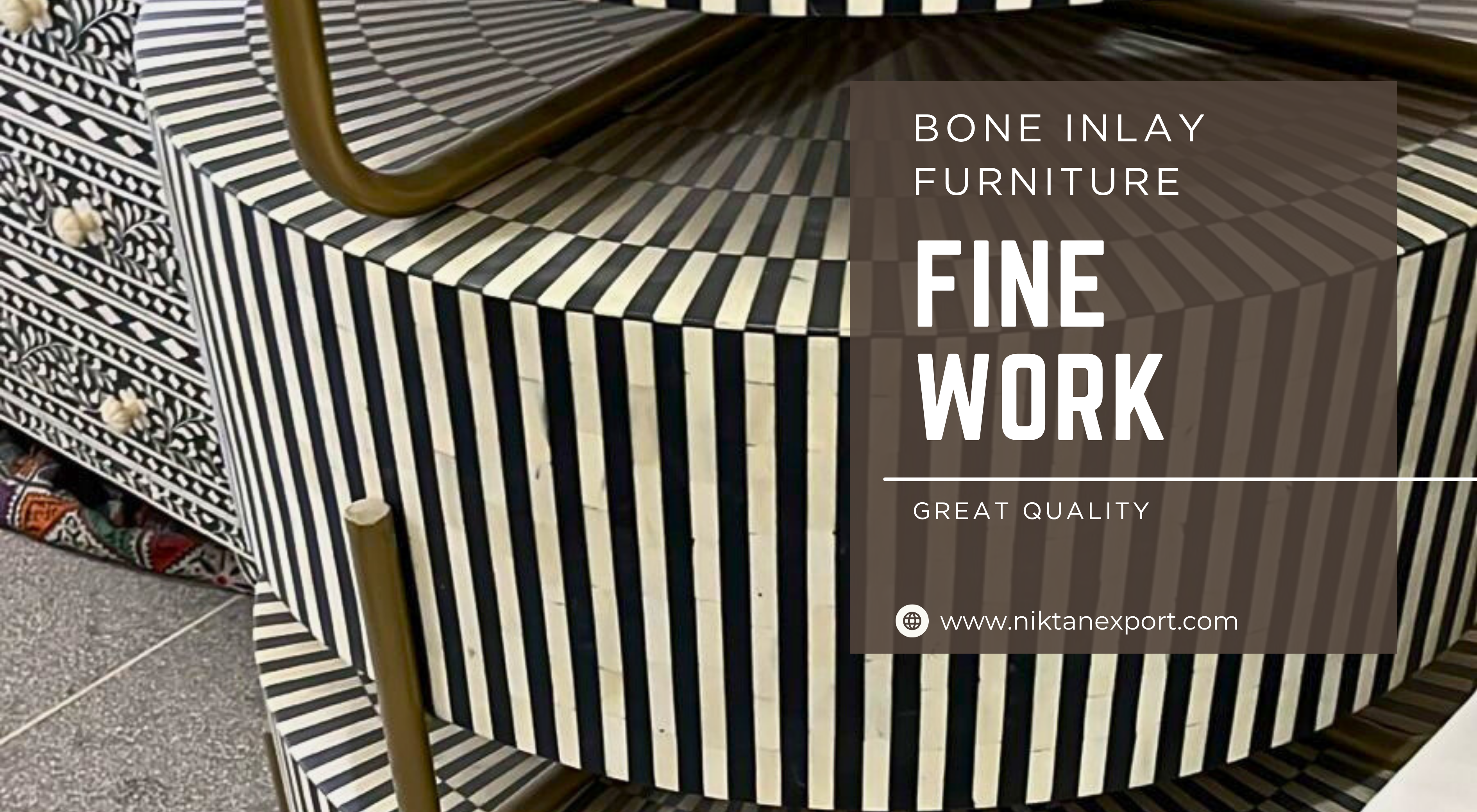Elegant handcrafted bone inlay furniture showcasing intricate designs and premium quality craftsmanship, perfect for luxury home décor and worldwide shipping