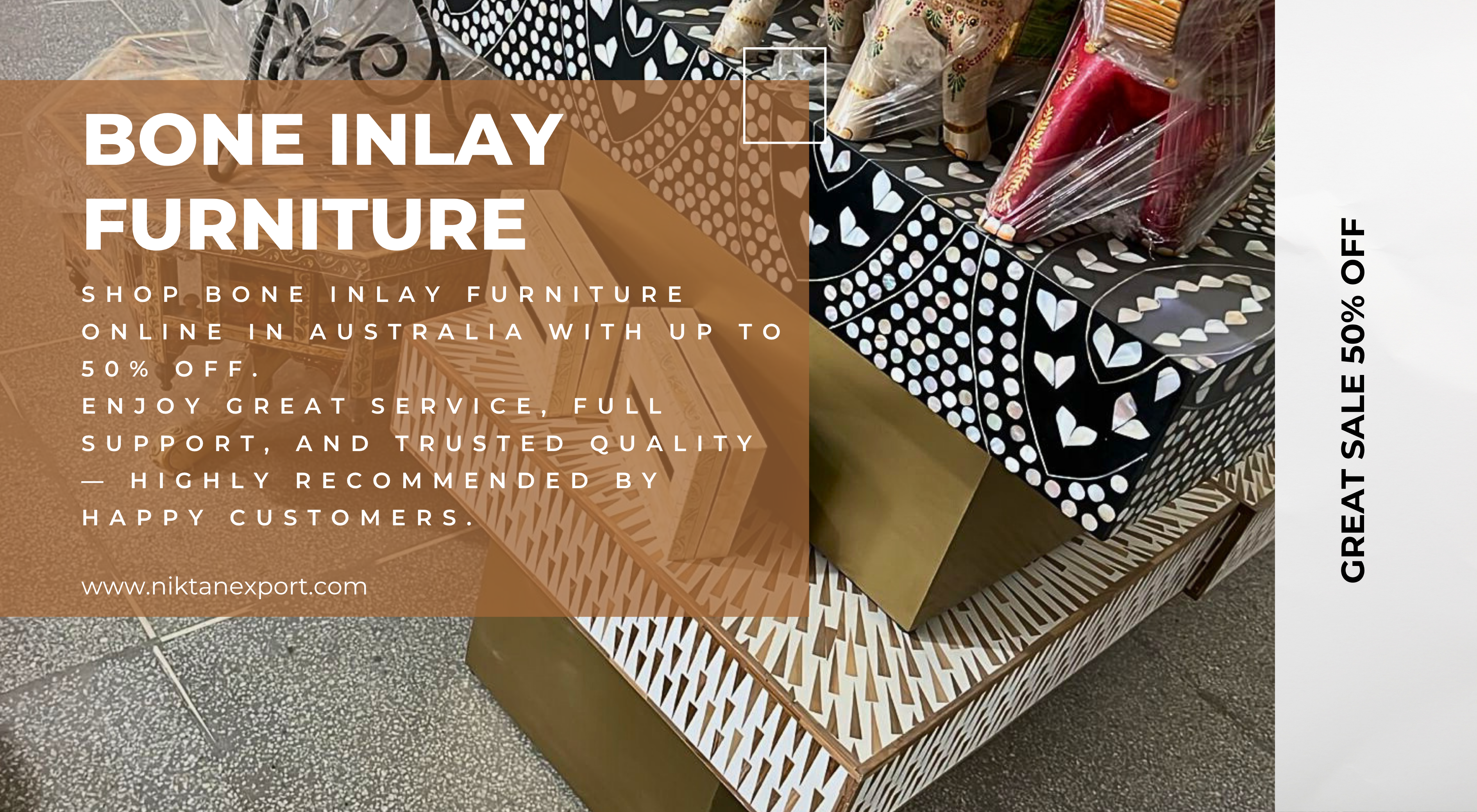 Elegant handcrafted bone inlay furniture collection including coffee table, sideboard, and mirror frame, designed for timeless home decor with global artisan craftsmanship