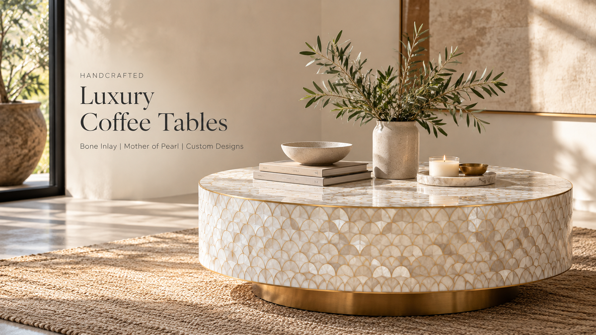 Where to Buy Luxury Coffee Tables Online: Bone Inlay and Mother of Pearl