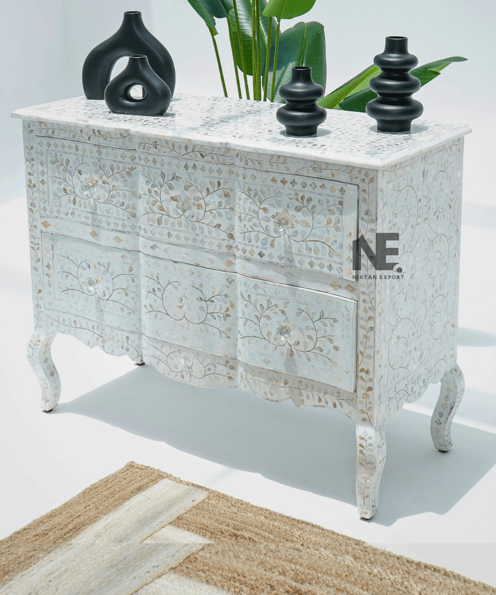 Close-Up of Floral Mother of Pearl Inlay Pattern