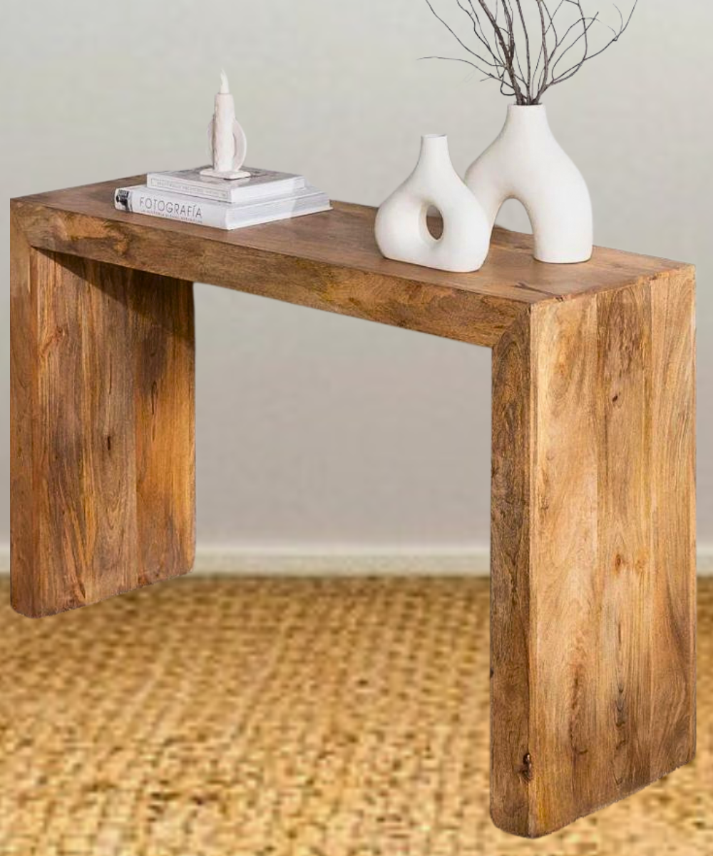 Front view of the Solid Wood Console Table - Ribe Style
