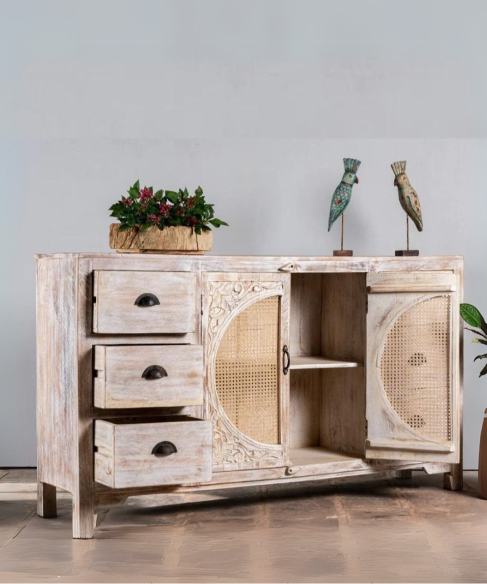 Close-up of natural cane panel detailing