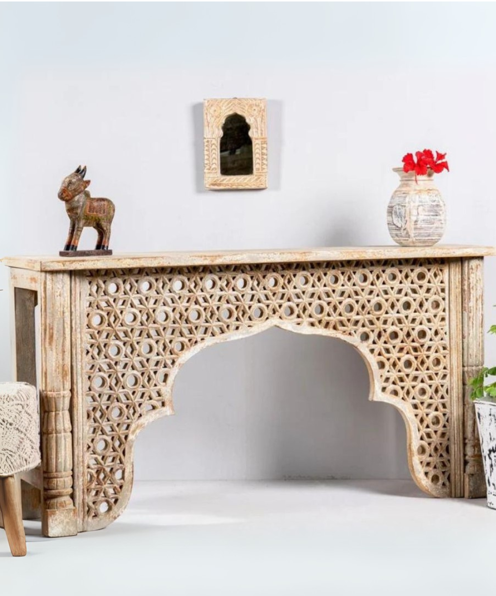Console Table for Entryway with Antique Distress Base