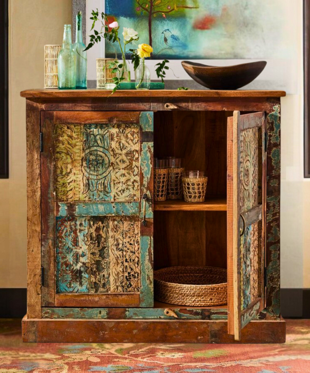Rustic Console Cabinet – Ideal for Living Room & Hallway