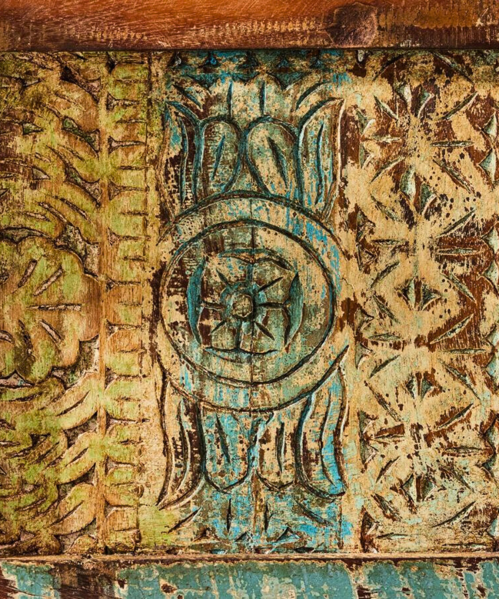 Handcrafted Indian Wooden Sideboard with Vintage Appeal