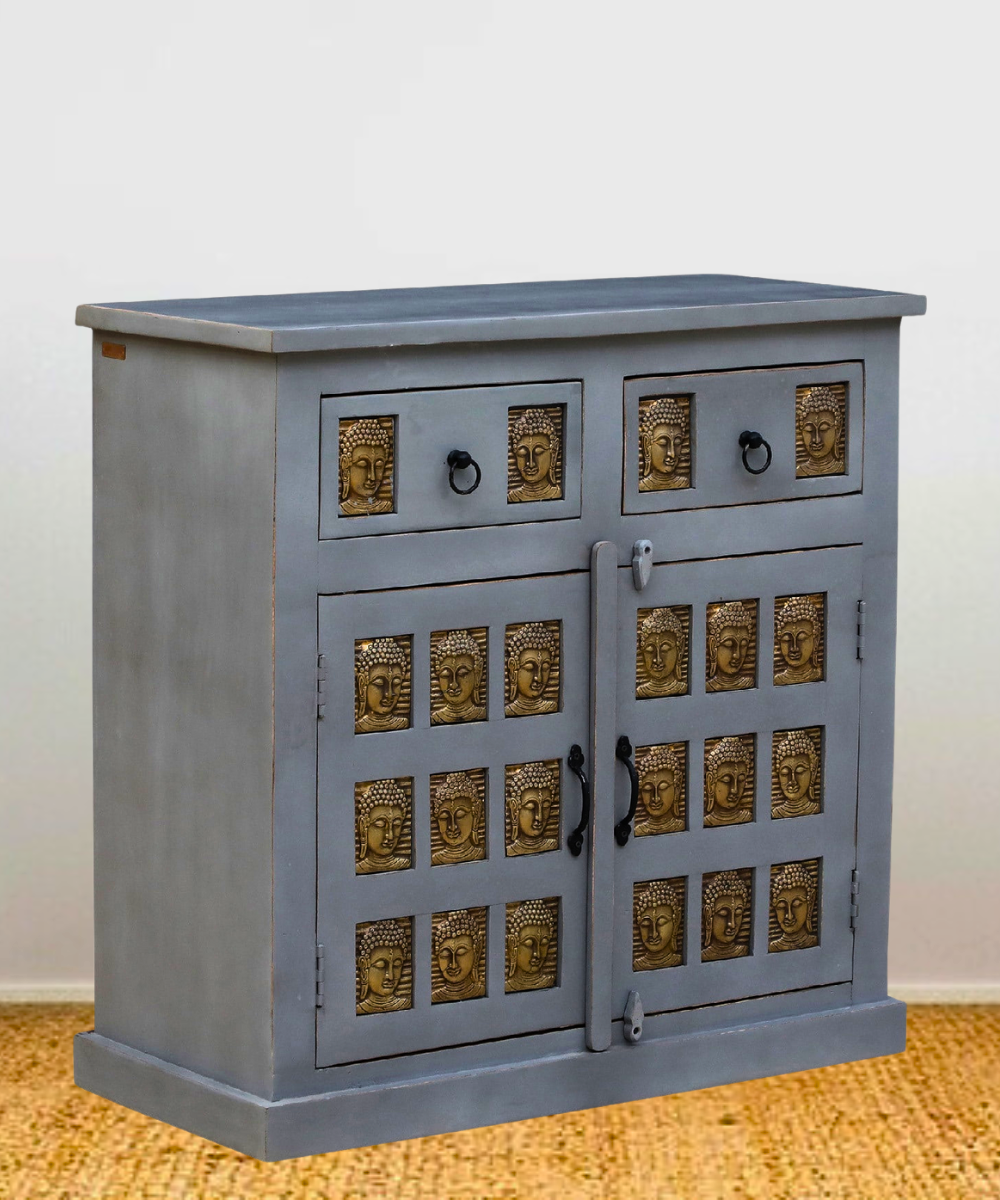 Solid Wood Sideboard with Distressed Finish – Handmade Storage Cabinet