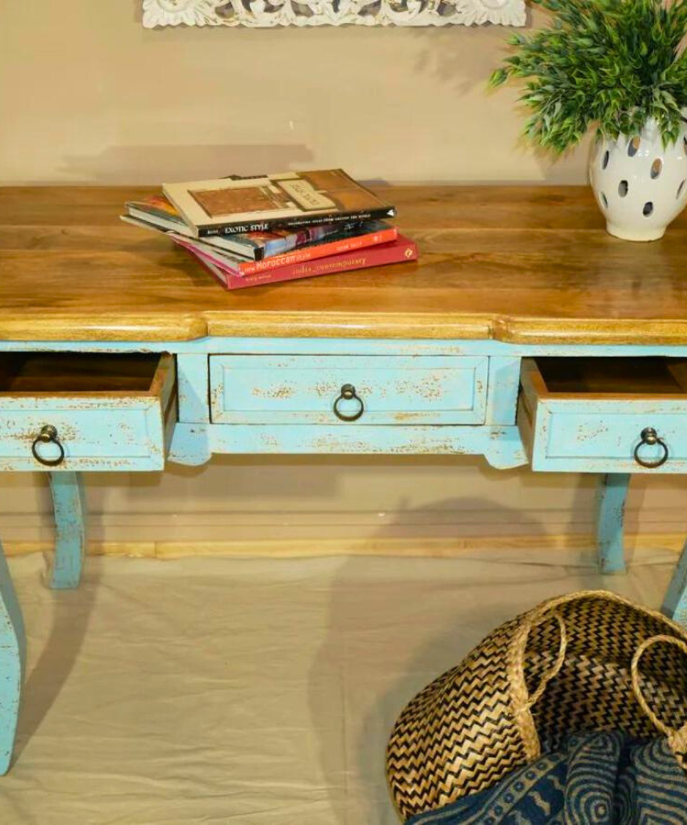 Niktan Export Desk Rosé with Mango Wood Top