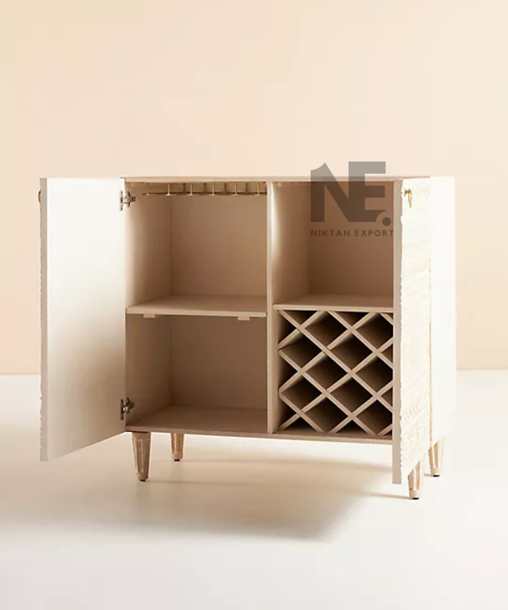 Wooden wine cabinet with built-in bottle storage rack