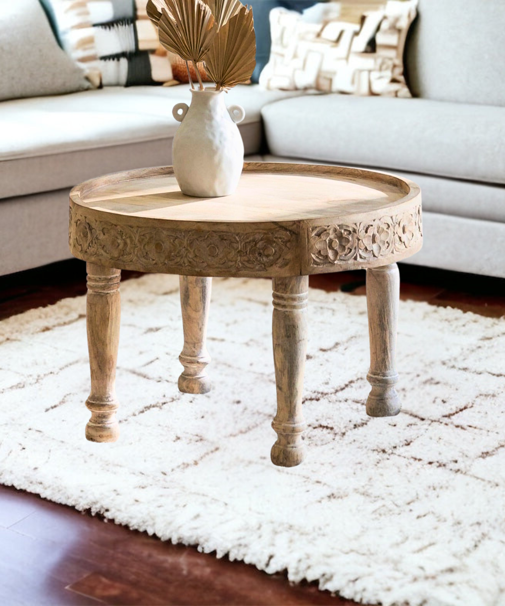 Traditional Indian Grinder Table with natural finish