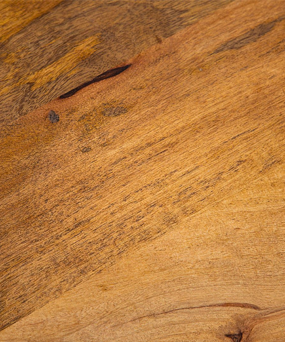 Hand-Carved Floral Detailing on Mango Wood Table