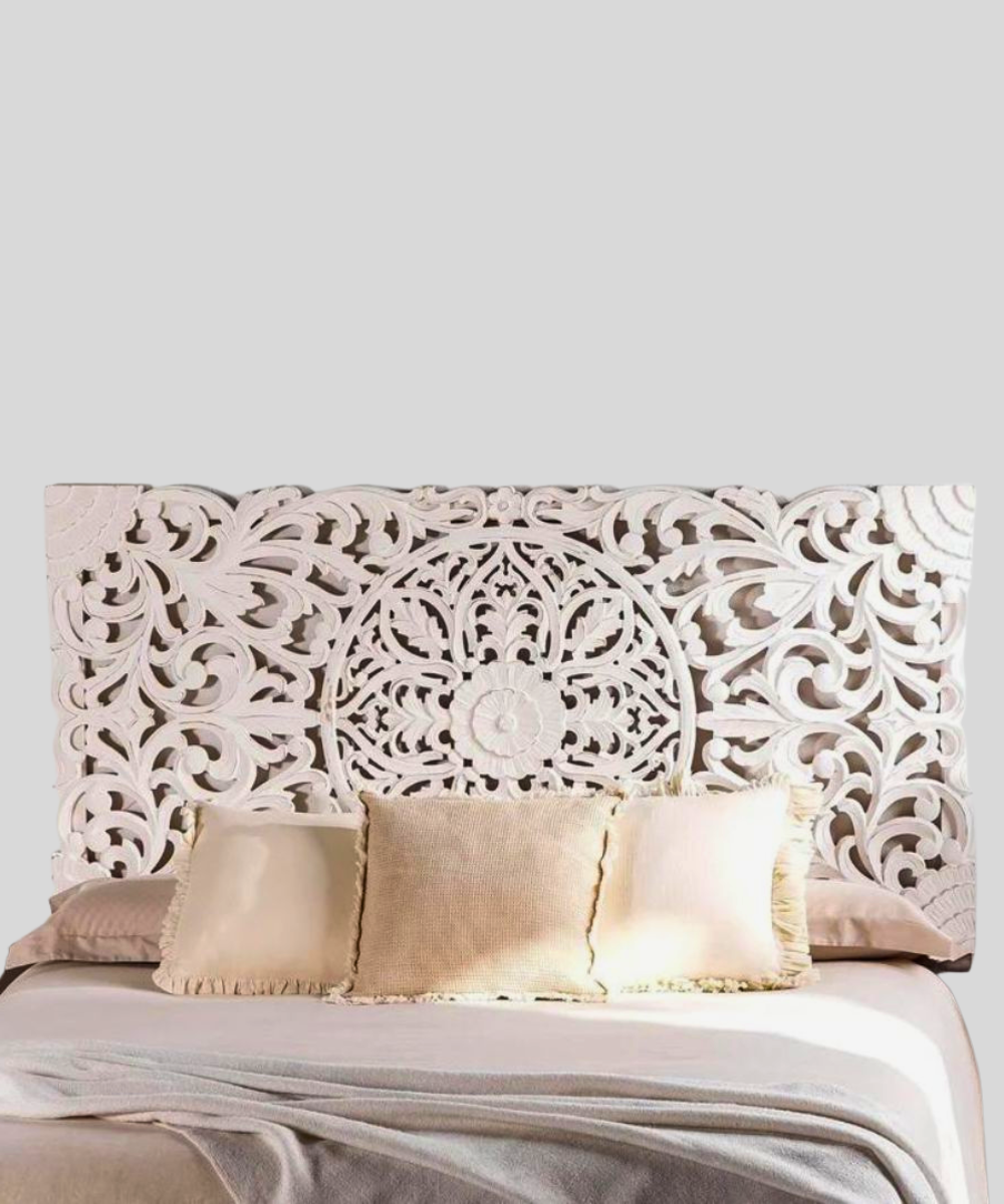 Solid Wood White Headboard – Elegant & Durable Bed Backrest