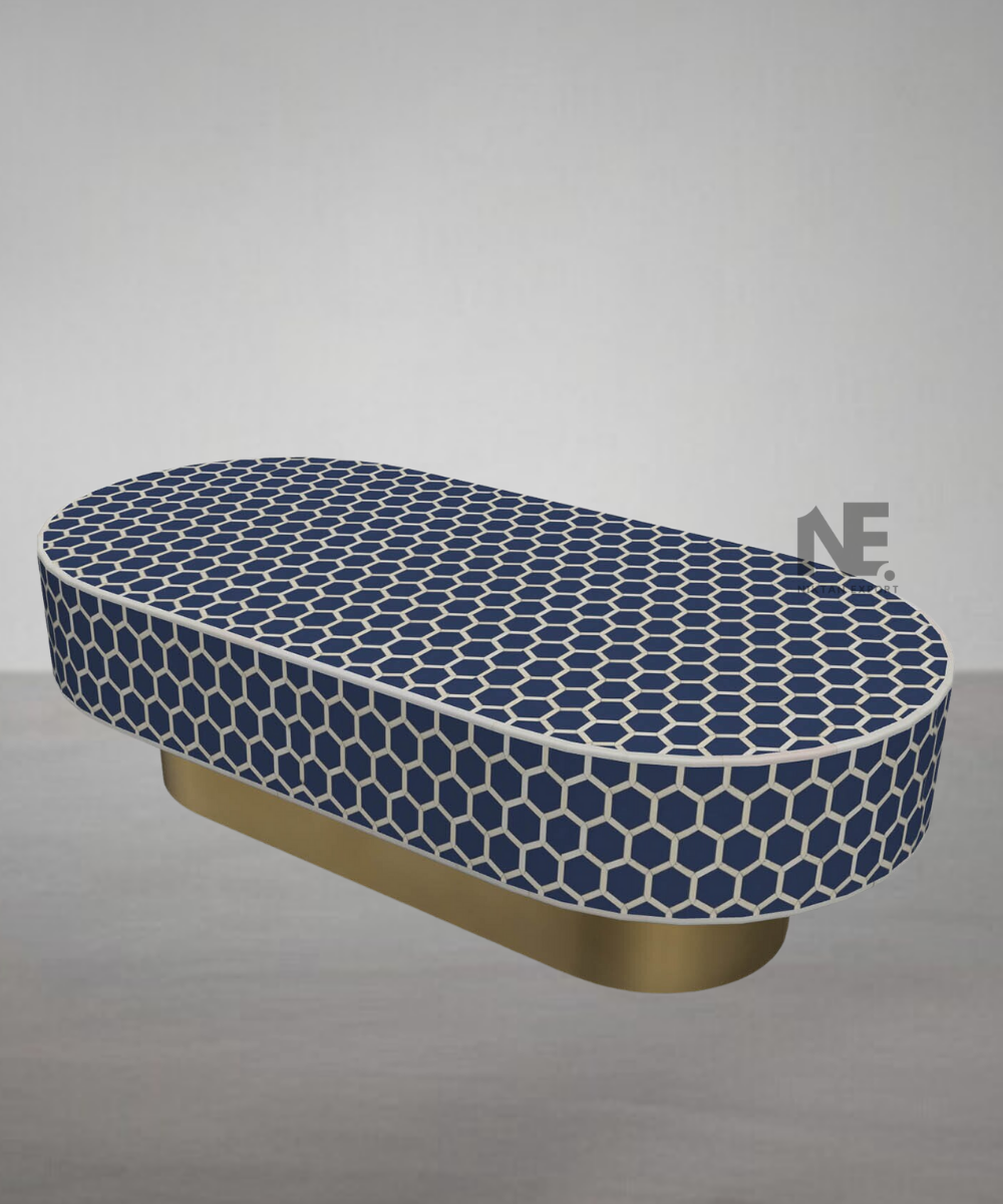 Side angle showing brass encased base and polished surface