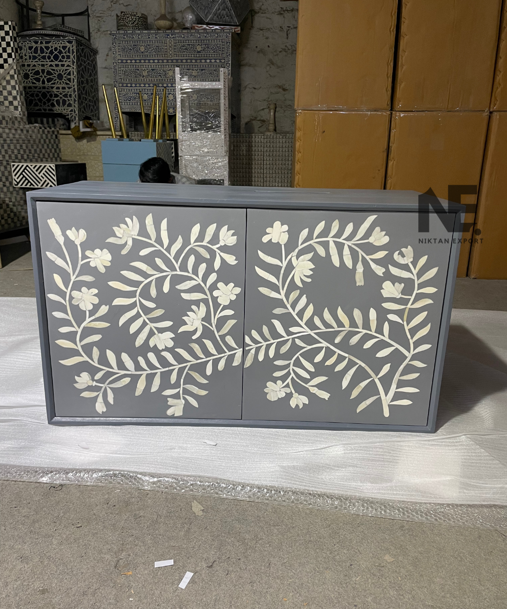 Close-up of intricate bone inlay pattern design