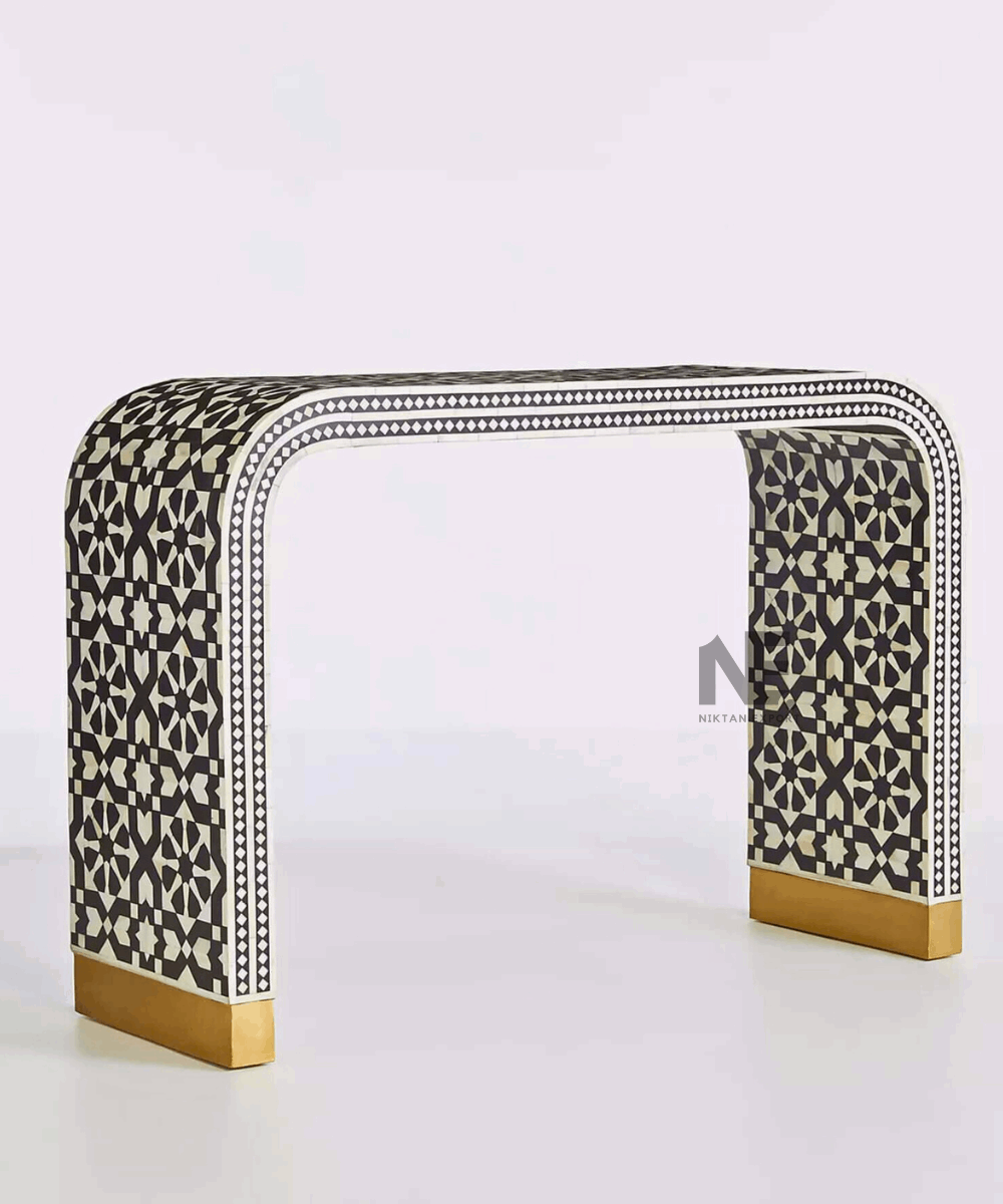 Moroccan Bone Inlay Console Table – Front View