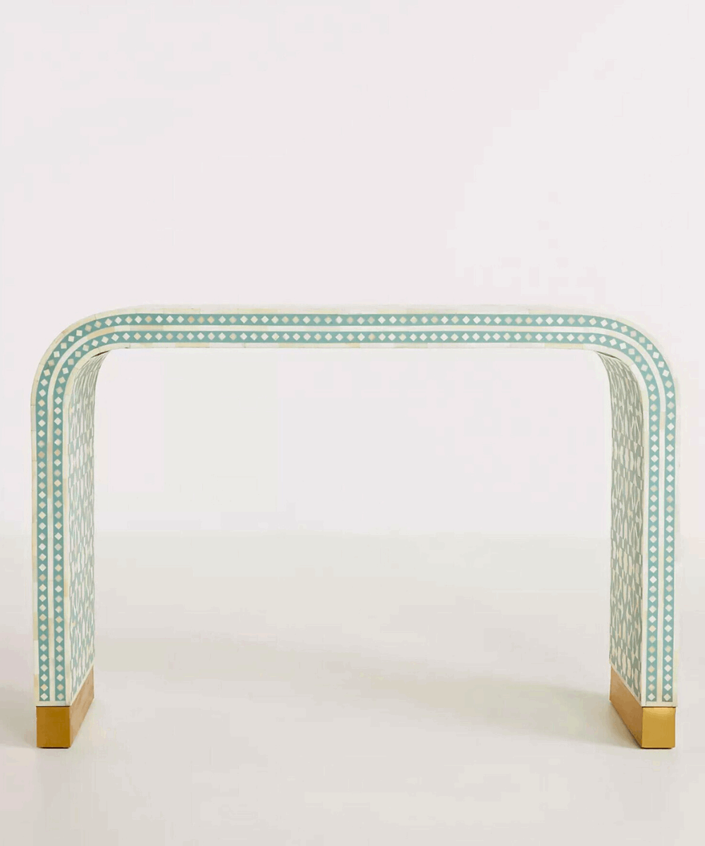 Close-Up of Floral Bone and MOP Inlay Pattern