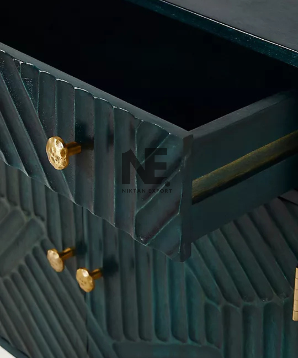 Carved wooden cupboard with circular centre motif