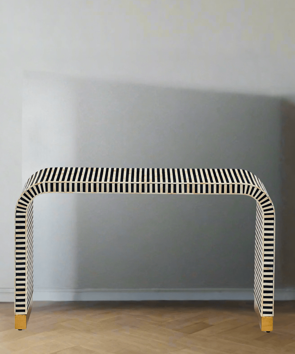 Close-up of Inlay Pattern on Console Table