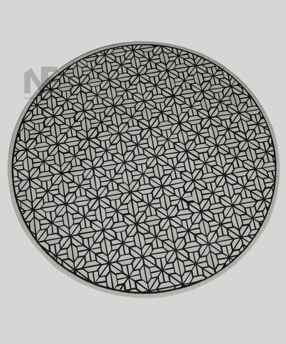 Close-up of geometric inlay pattern