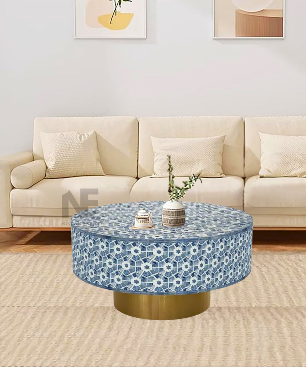 Bone inlay detail work in floral and geometric style