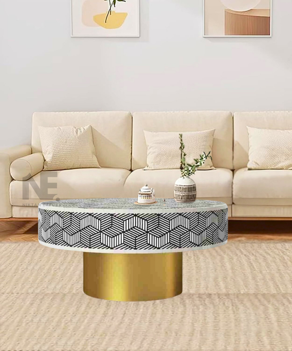 Waterfall bone inlay coffee table - front view