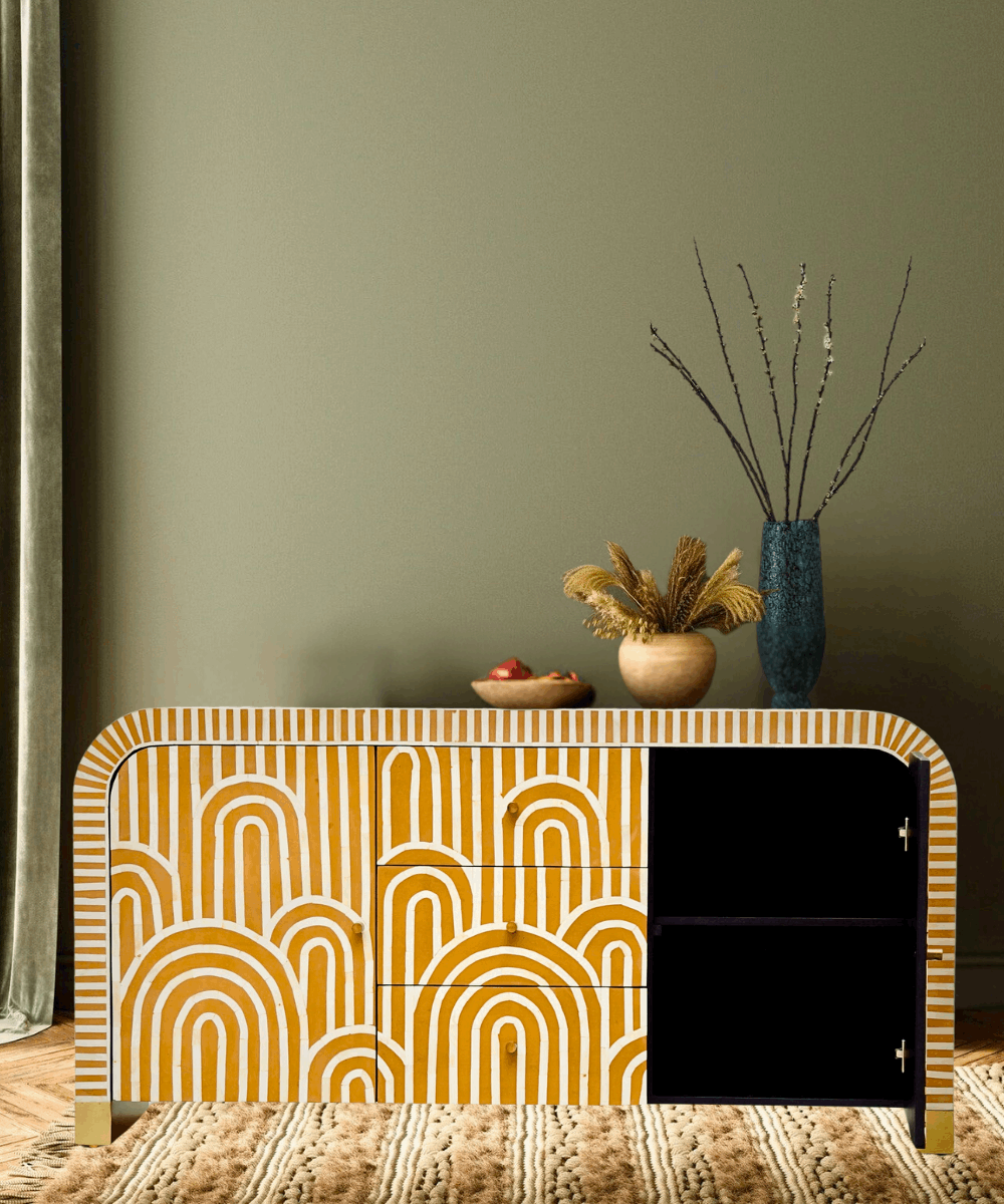 Interior shelves providing ample storage space.