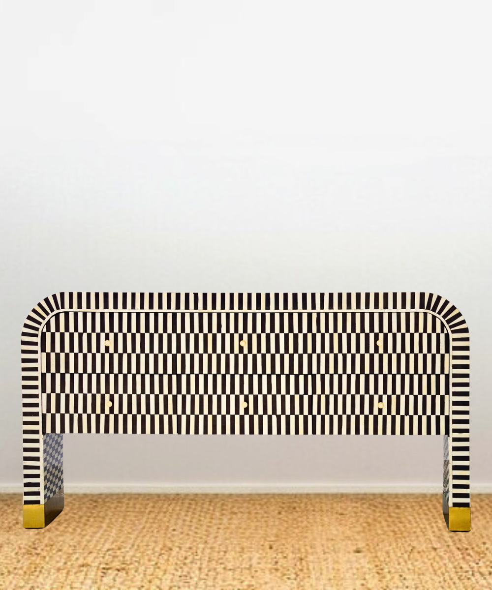 Bone Inlay Console – Green Grey Stripe Front View