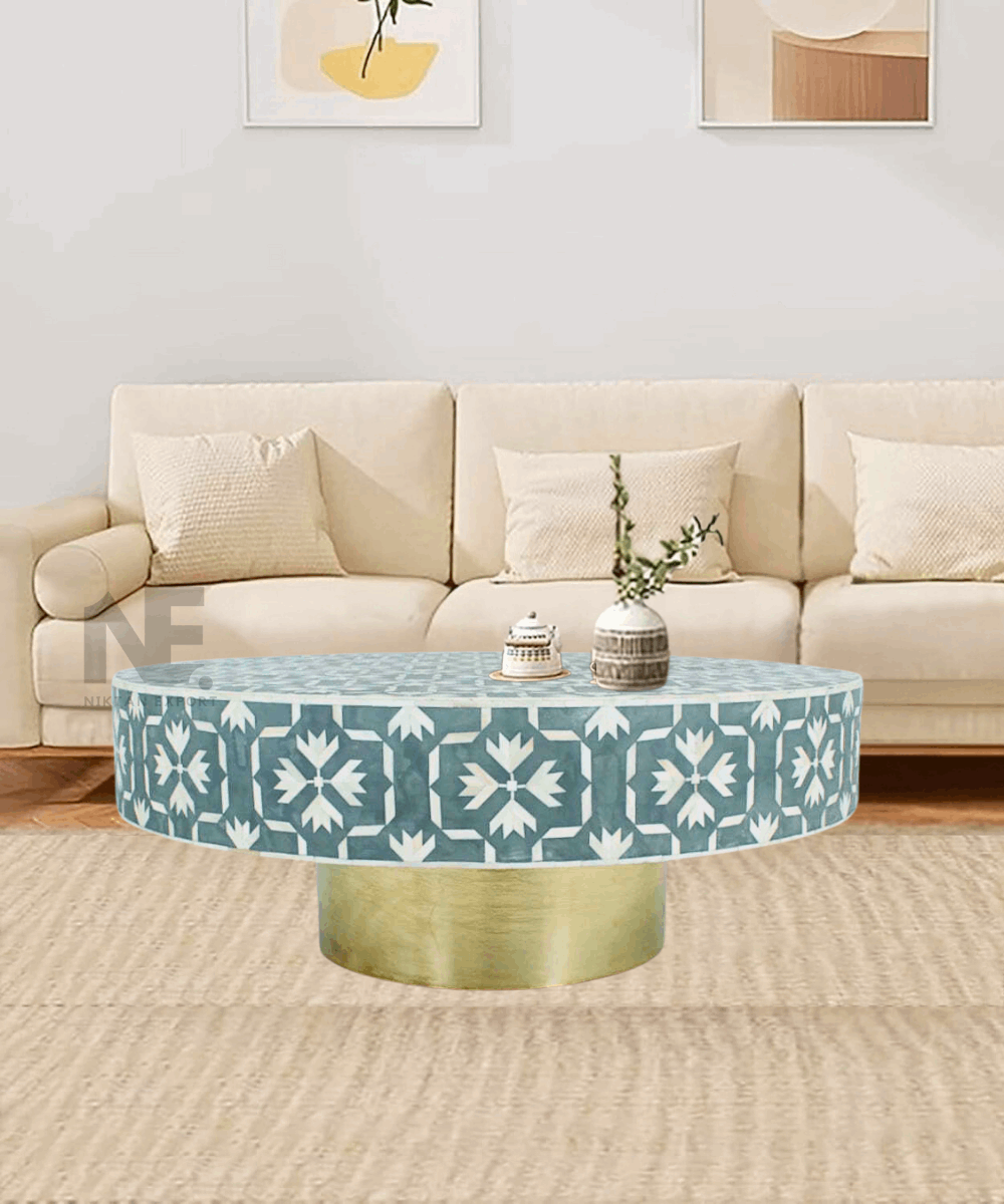 Grey bone inlay coffee table – full front view