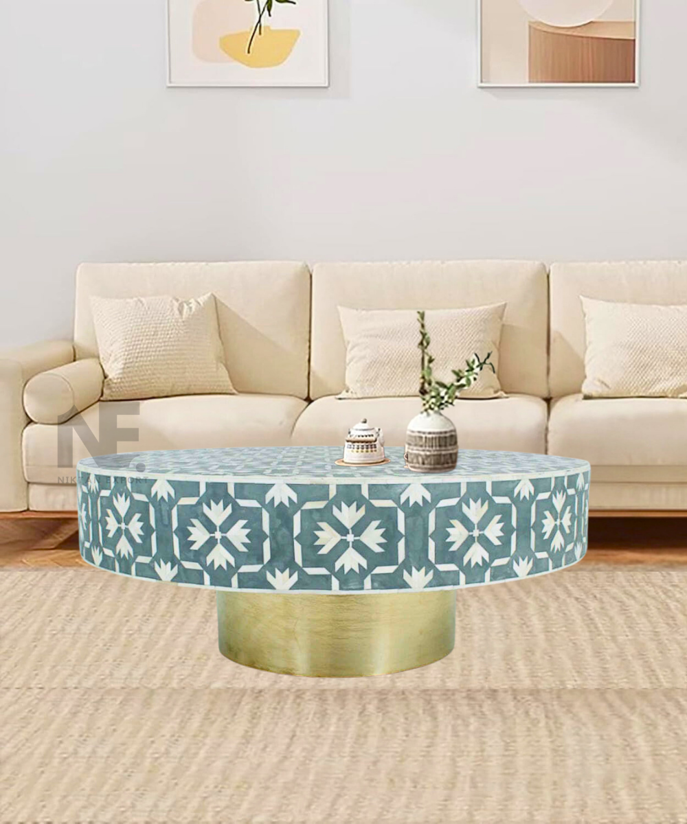 Grey bone inlay coffee table – full front view