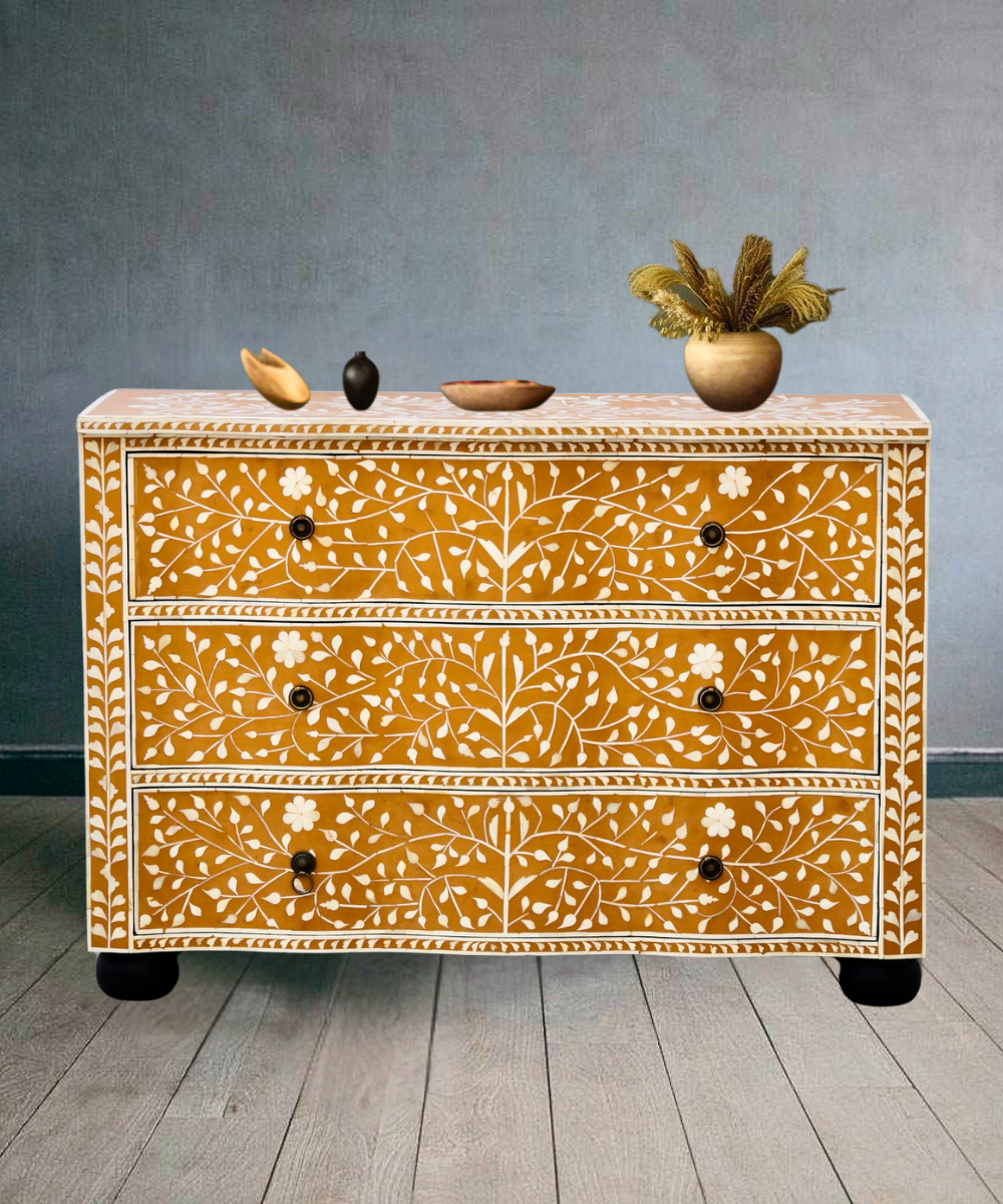 Handcrafted Bone Inlay French Chest – Full Front View