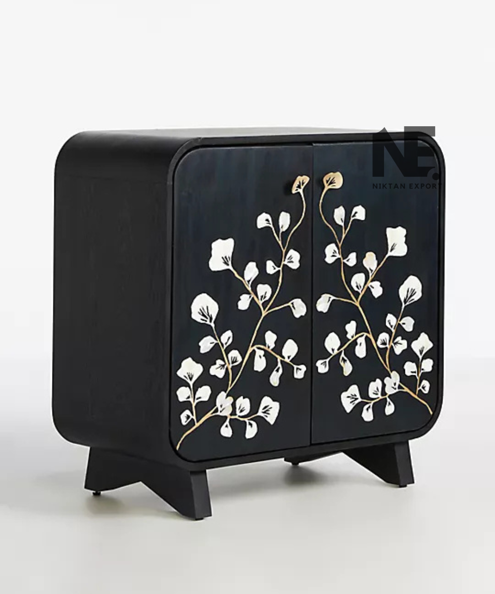 Mother of Pearl inlay furniture with warm brown finish