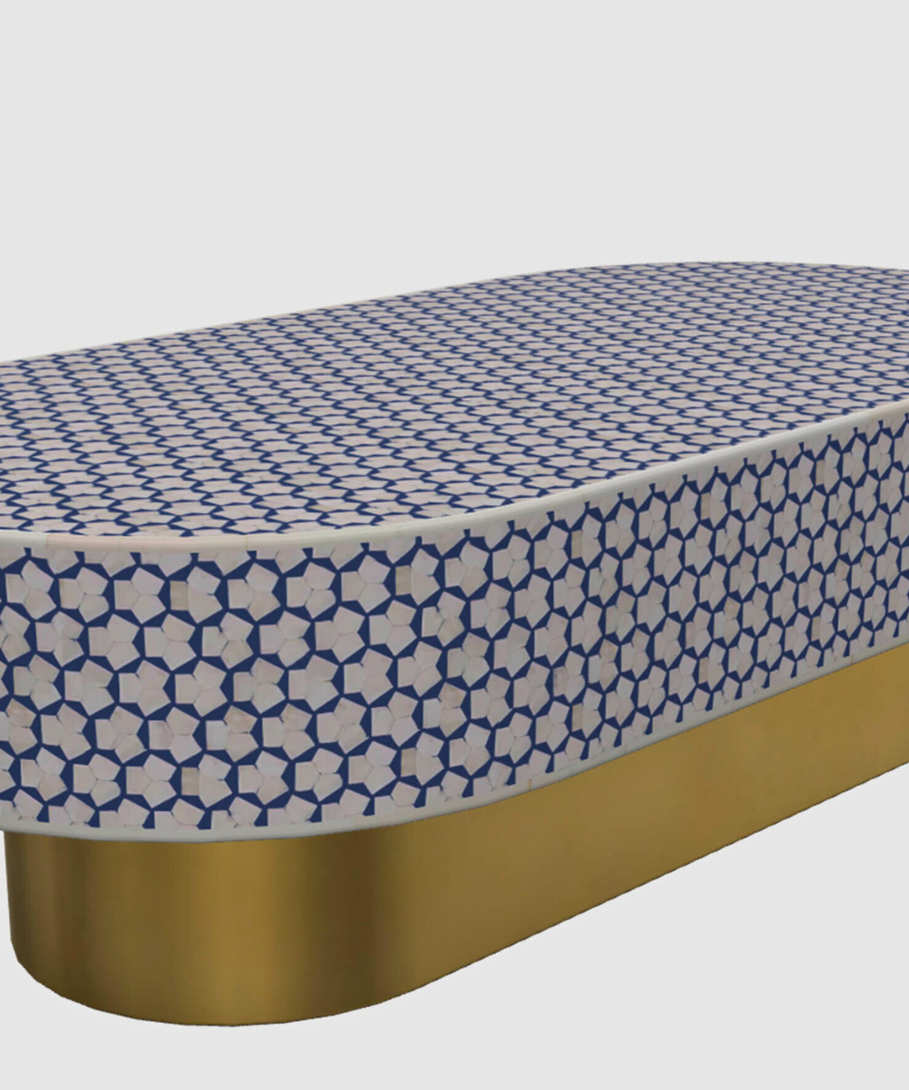 Handcrafted Bone Inlay Table with Artistic Detailing