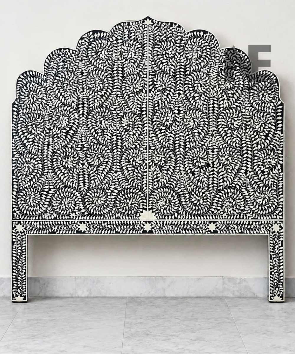 Black and white bone inlay headboard