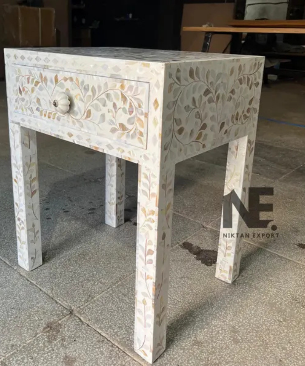 Handmade mother of pearl bedside table