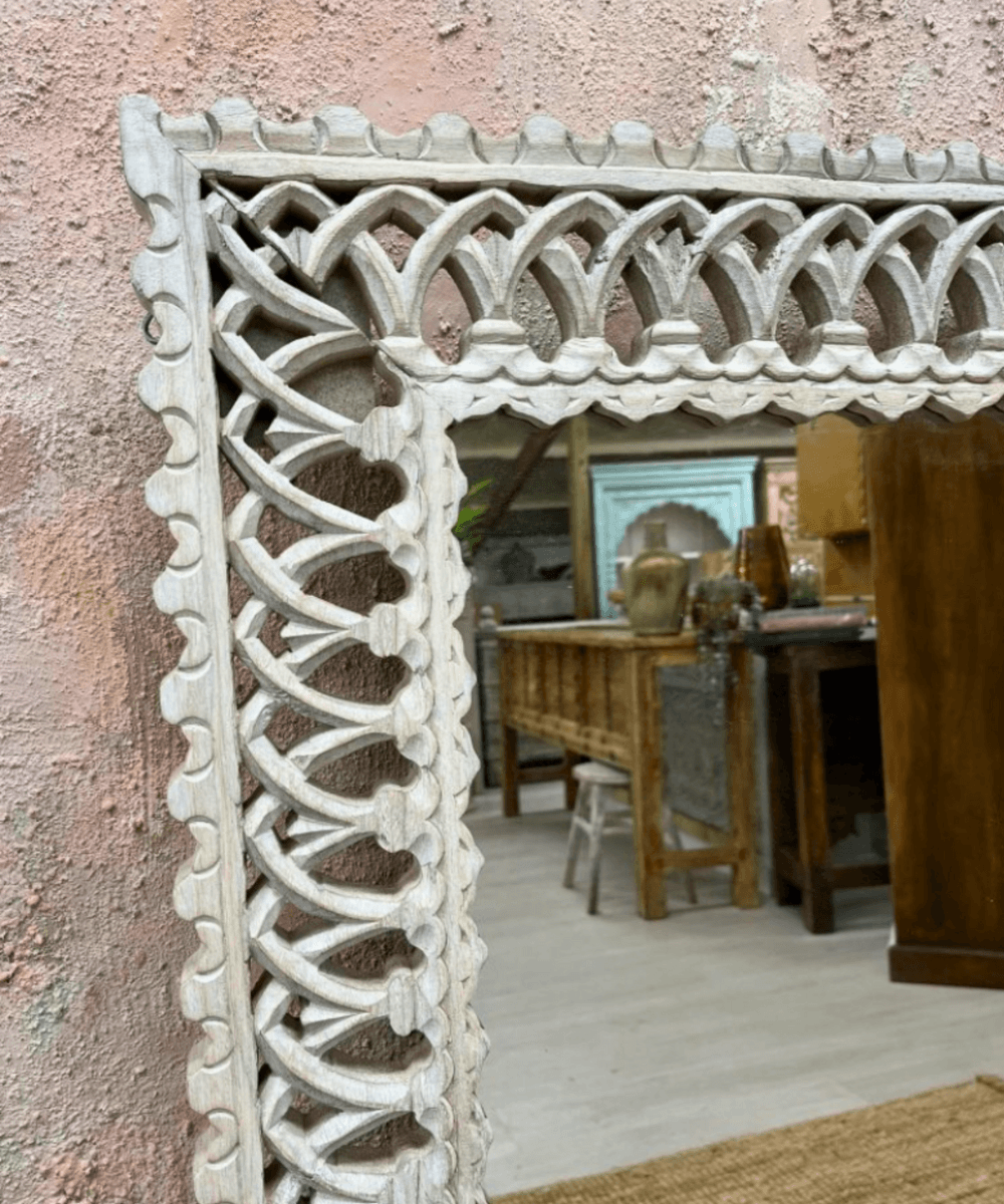 Close-up of hand-carved traditional patterns