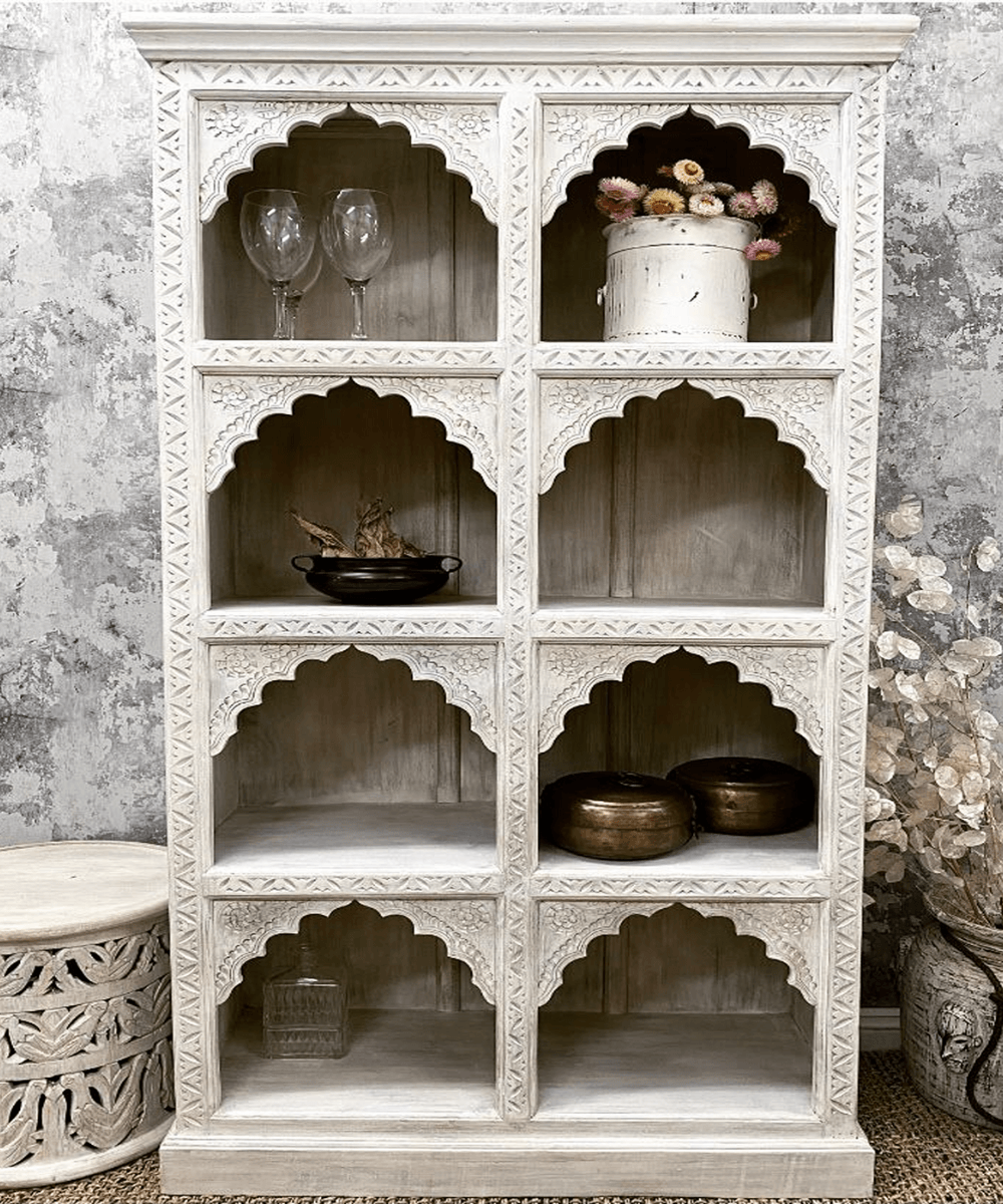Niktan Export Solid Wood BookShelf Timeless Elegance Handcrafted Bookcase - NikTan Export
Indian Arch Bookcase – Full Front View