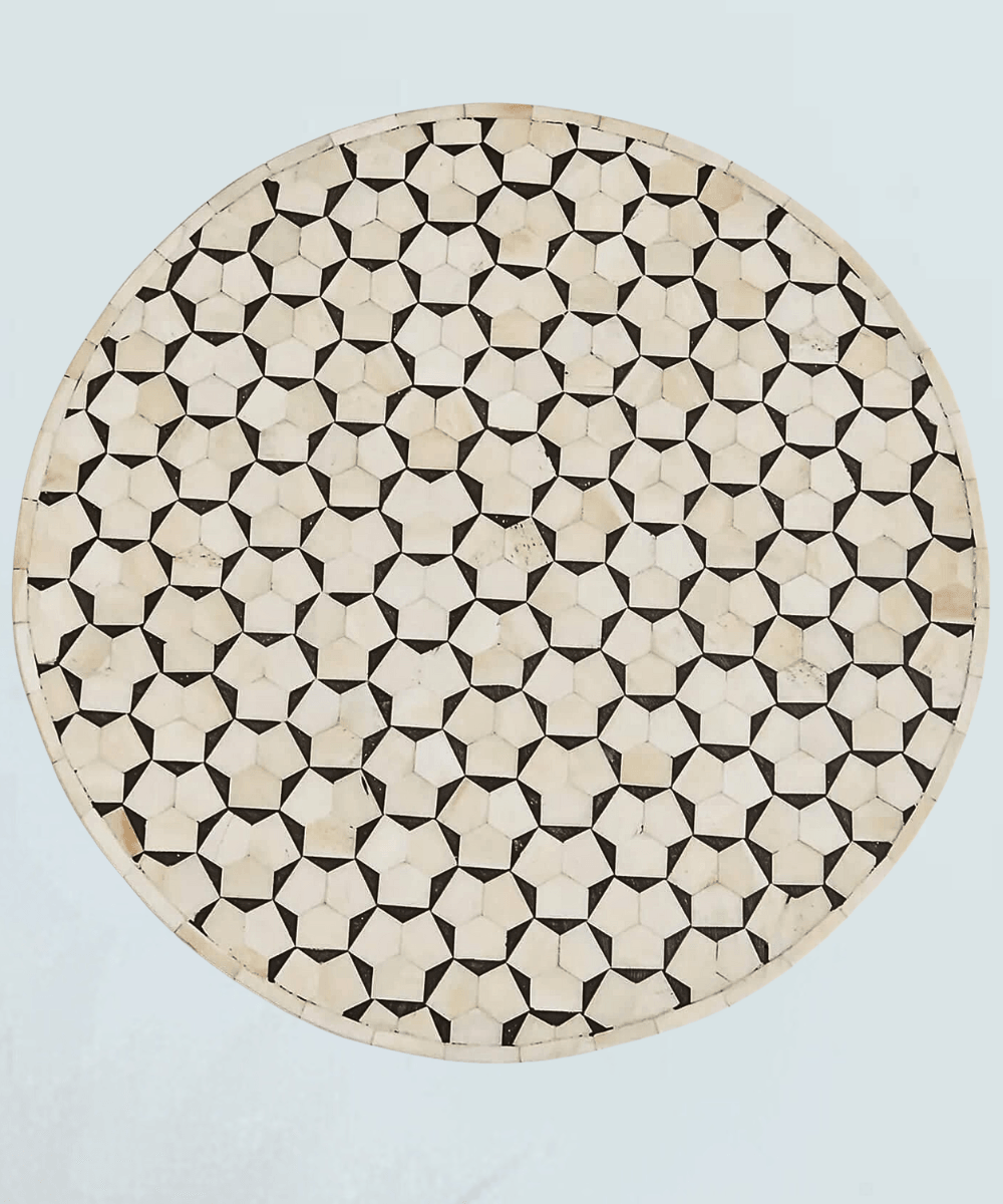 Niktan Export Elegant Bone Inlay End Table Classic Black Finish - NikTan Export