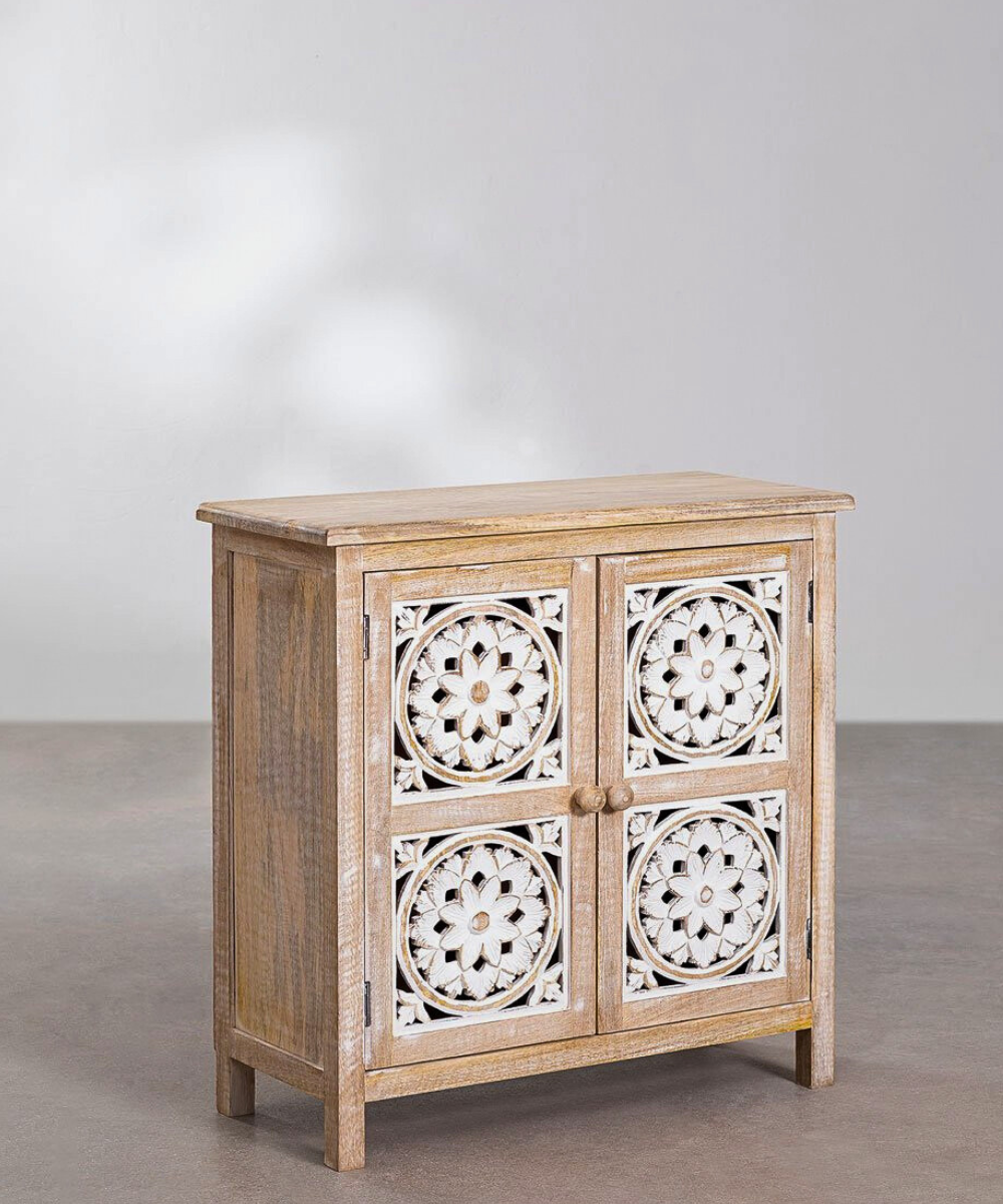 Elegant white distressed sideboard with ample storage