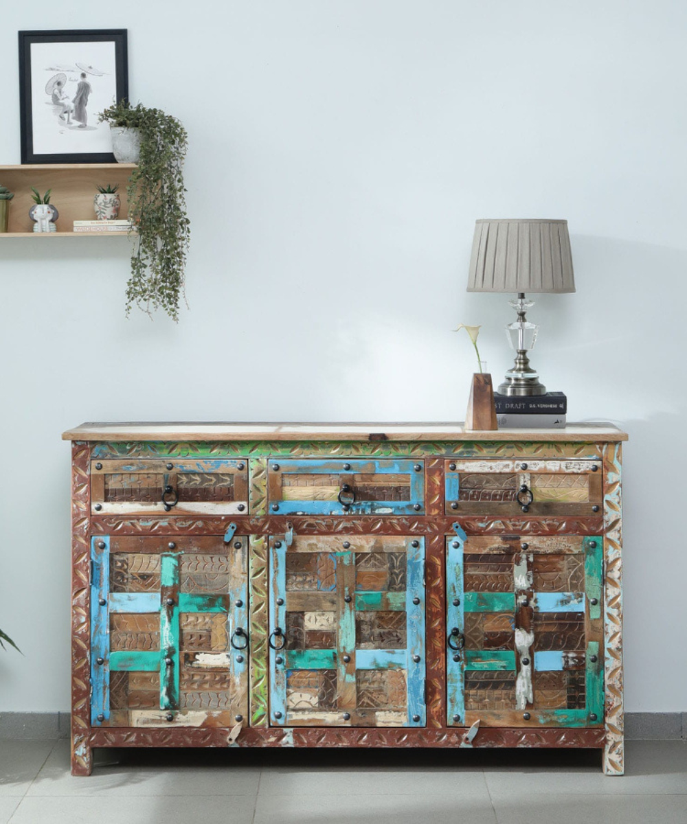 Rainbow reclaimed wood sideboard – front view