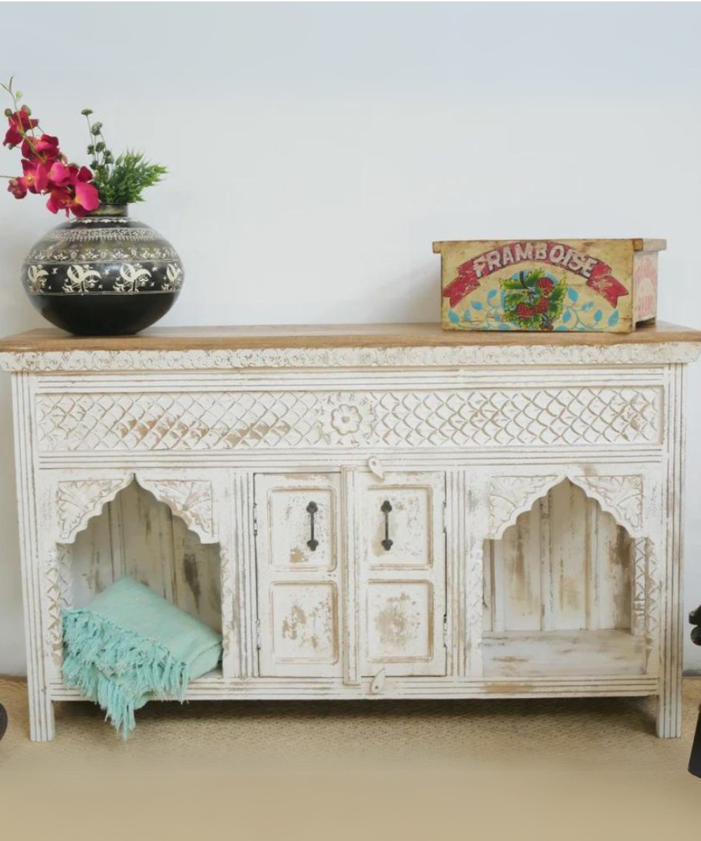 Hand-Carved Jharokha Design Sideboard – Full Front View