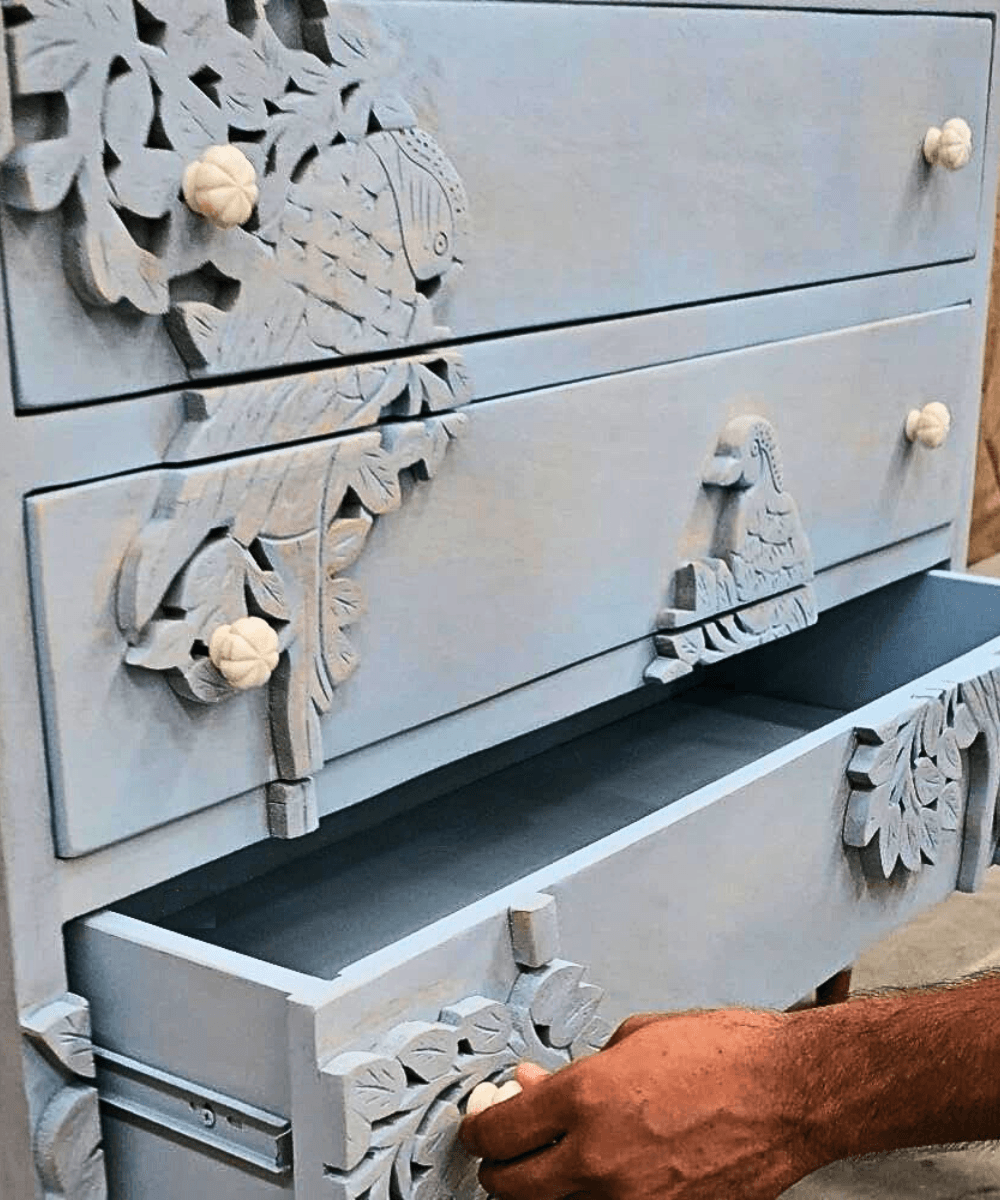 Open drawers showing spacious interior storage