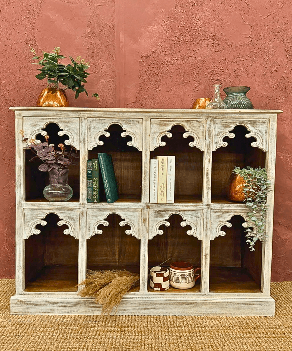 Niktan Export Artisan Crafted Mango Wood Indian Bookshelf - NikTan
Export
Mango Wood Indian Bookshelf – Front View