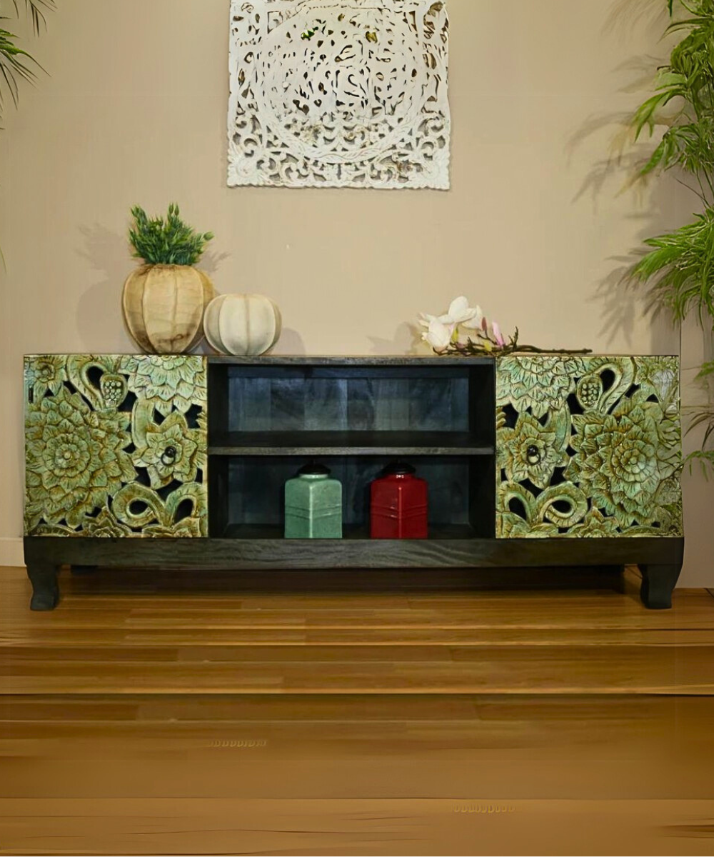 Green Mango Wood TV Unit