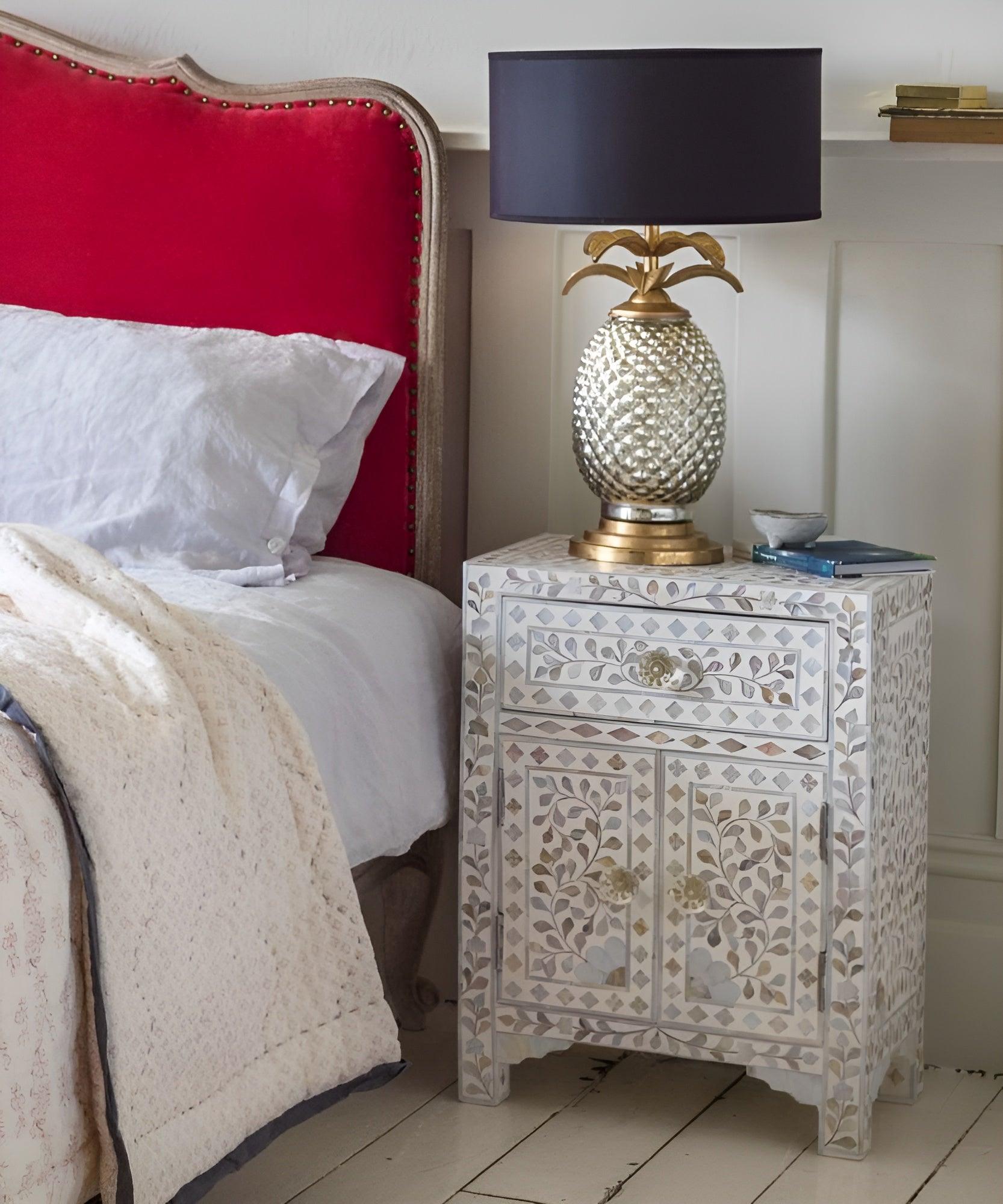 Niktan Export Mother of Pearl Inlay Bedside Table Exquisite Handcrafted - NikTan Export
Mother of Pearl Inlay Bedside Table – Front View